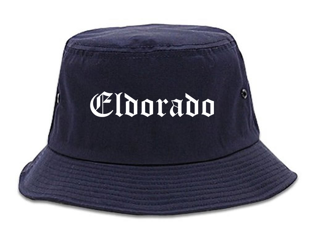 Eldorado Illinois IL Old English Mens Bucket Hat Navy Blue