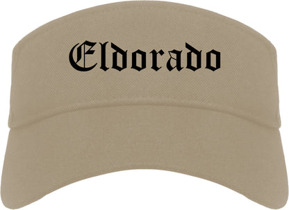 Eldorado Illinois IL Old English Mens Visor Cap Hat Khaki