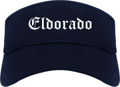 Eldorado Illinois IL Old English Mens Visor Cap Hat Navy Blue