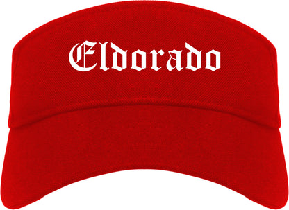 Eldorado Illinois IL Old English Mens Visor Cap Hat Red