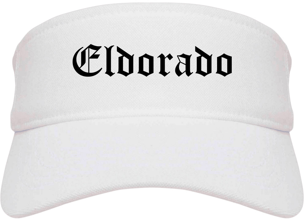Eldorado Illinois IL Old English Mens Visor Cap Hat White