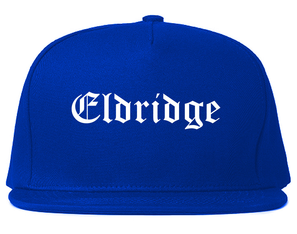 Eldridge Iowa IA Old English Mens Snapback Hat Royal Blue
