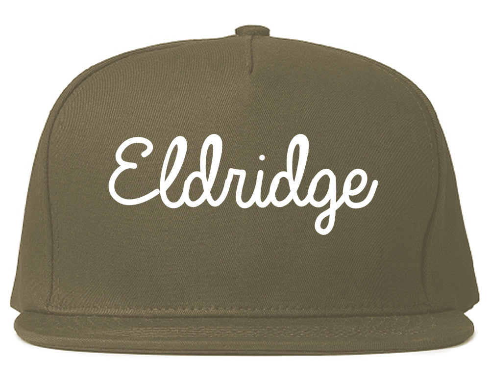 Eldridge Iowa IA Script Mens Snapback Hat Grey