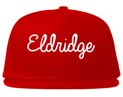 Eldridge Iowa IA Script Mens Snapback Hat Red