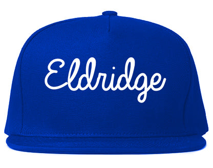 Eldridge Iowa IA Script Mens Snapback Hat Royal Blue