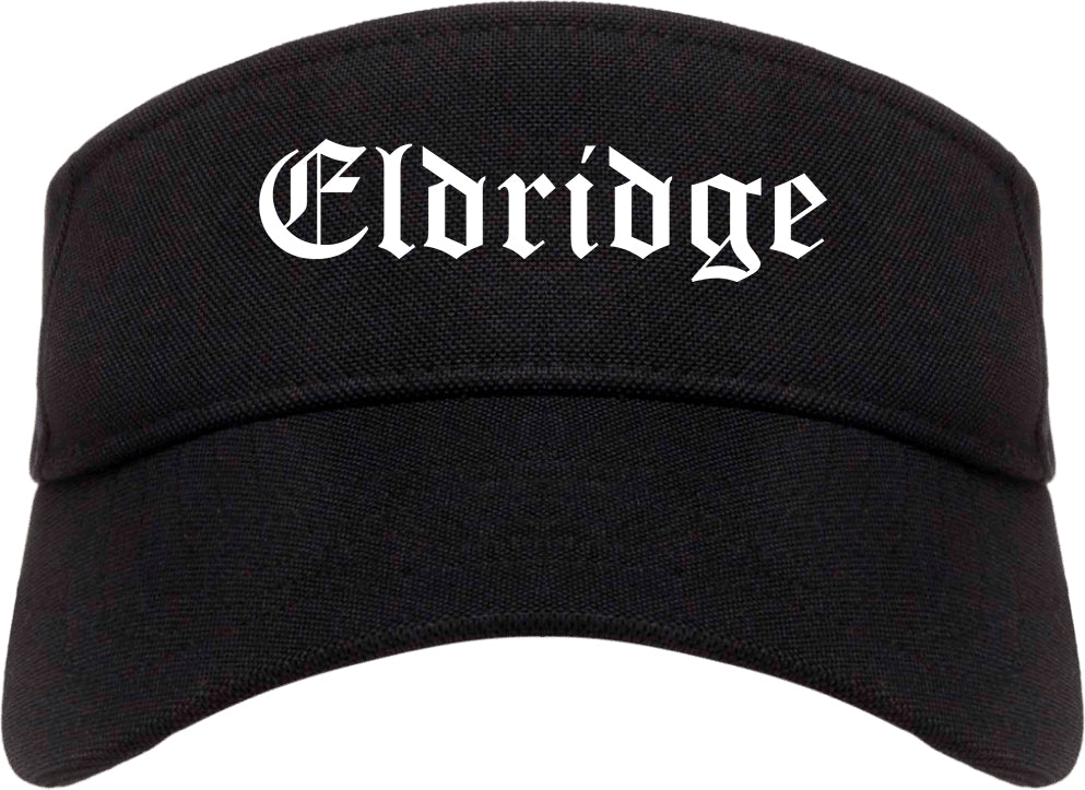 Eldridge Iowa IA Old English Mens Visor Cap Hat Black