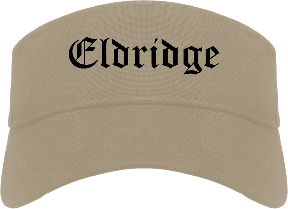 Eldridge Iowa IA Old English Mens Visor Cap Hat Khaki