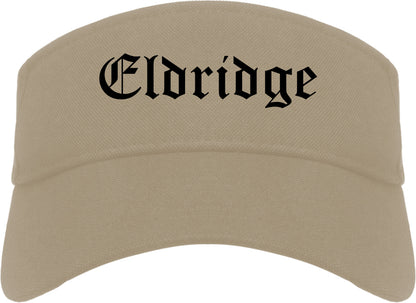 Eldridge Iowa IA Old English Mens Visor Cap Hat Khaki