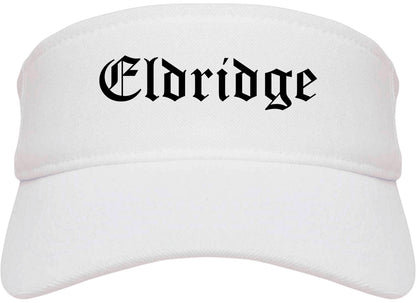 Eldridge Iowa IA Old English Mens Visor Cap Hat White