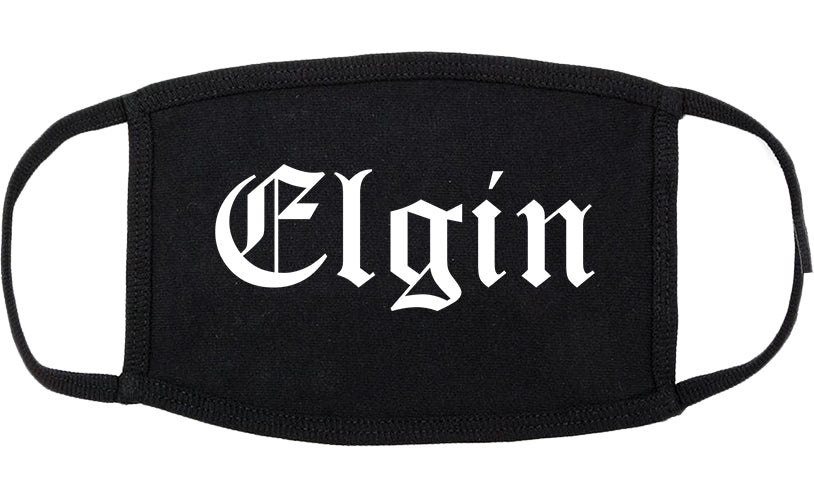 Elgin Illinois IL Old English Cotton Face Mask Black