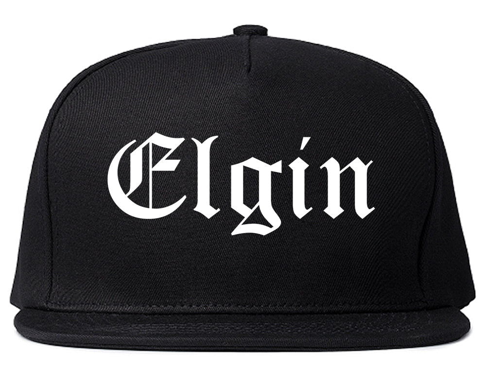 Elgin Illinois IL Old English Mens Snapback Hat Black