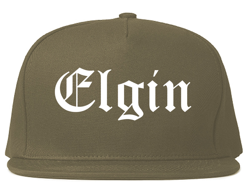 Elgin Illinois IL Old English Mens Snapback Hat Grey