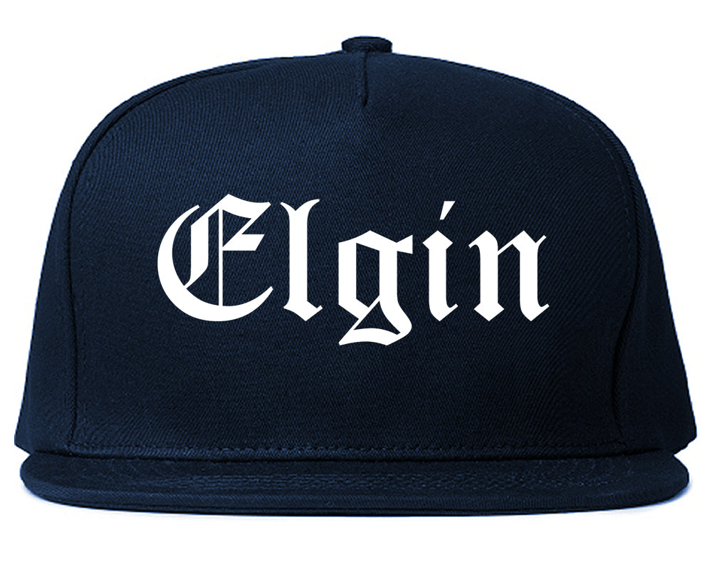 Elgin Illinois IL Old English Mens Snapback Hat Navy Blue
