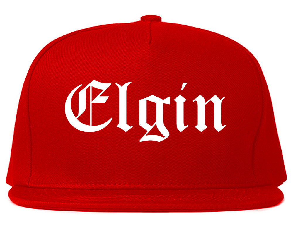 Elgin Illinois IL Old English Mens Snapback Hat Red