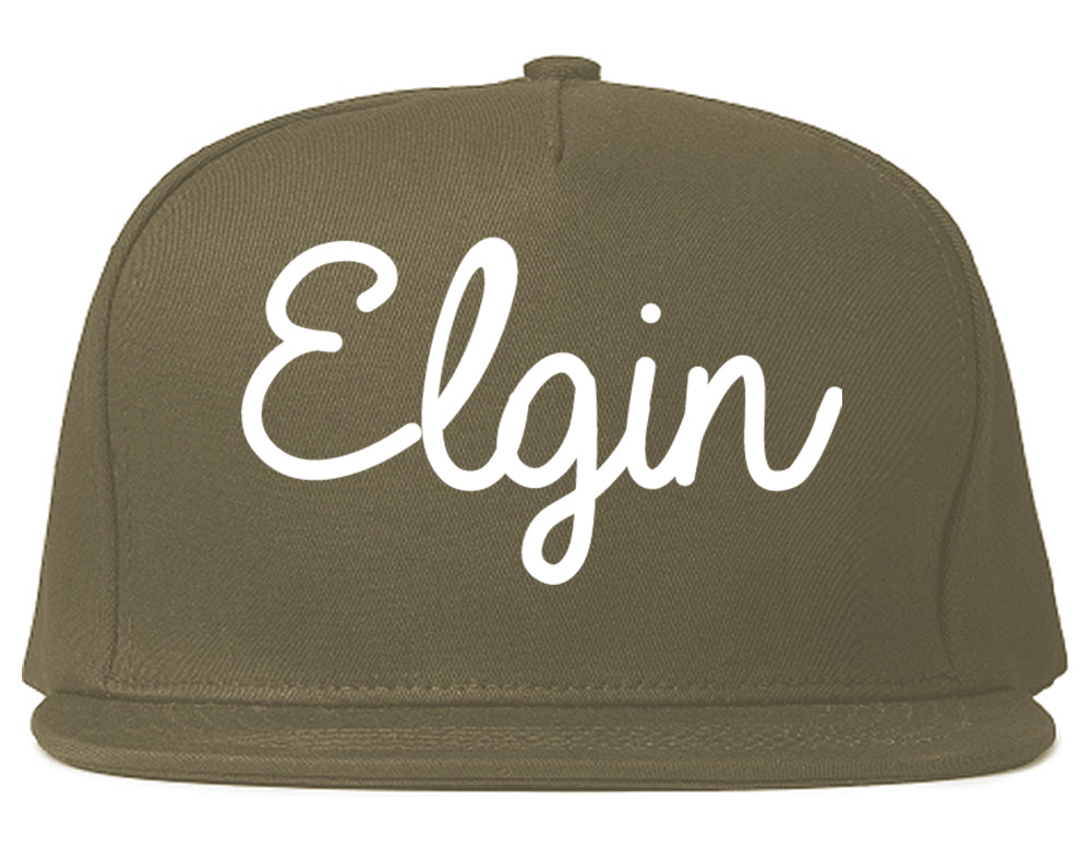 Elgin Illinois IL Script Mens Snapback Hat Grey