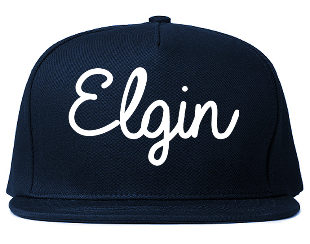 Elgin Illinois IL Script Mens Snapback Hat Navy Blue