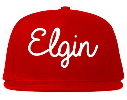 Elgin Illinois IL Script Mens Snapback Hat Red