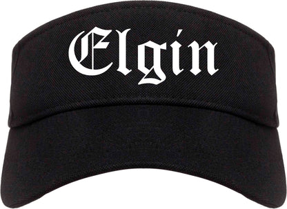 Elgin Illinois IL Old English Mens Visor Cap Hat Black