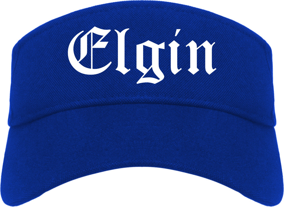 Elgin Illinois IL Old English Mens Visor Cap Hat Royal Blue
