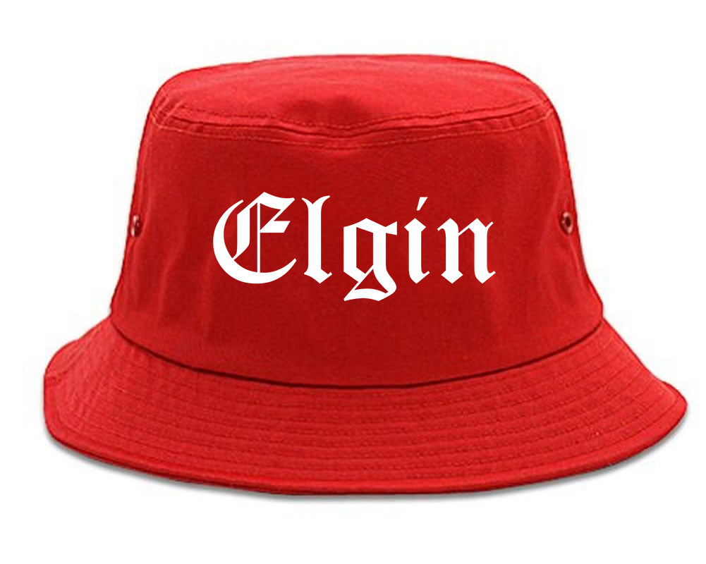 Elgin Texas TX Old English Mens Bucket Hat Red