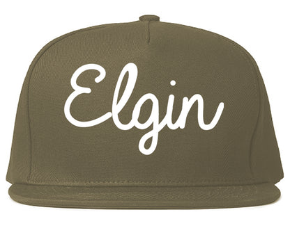 Elgin Texas TX Script Mens Snapback Hat Grey