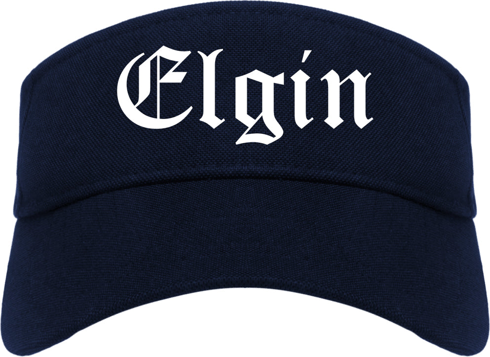 Elgin Texas TX Old English Mens Visor Cap Hat Navy Blue