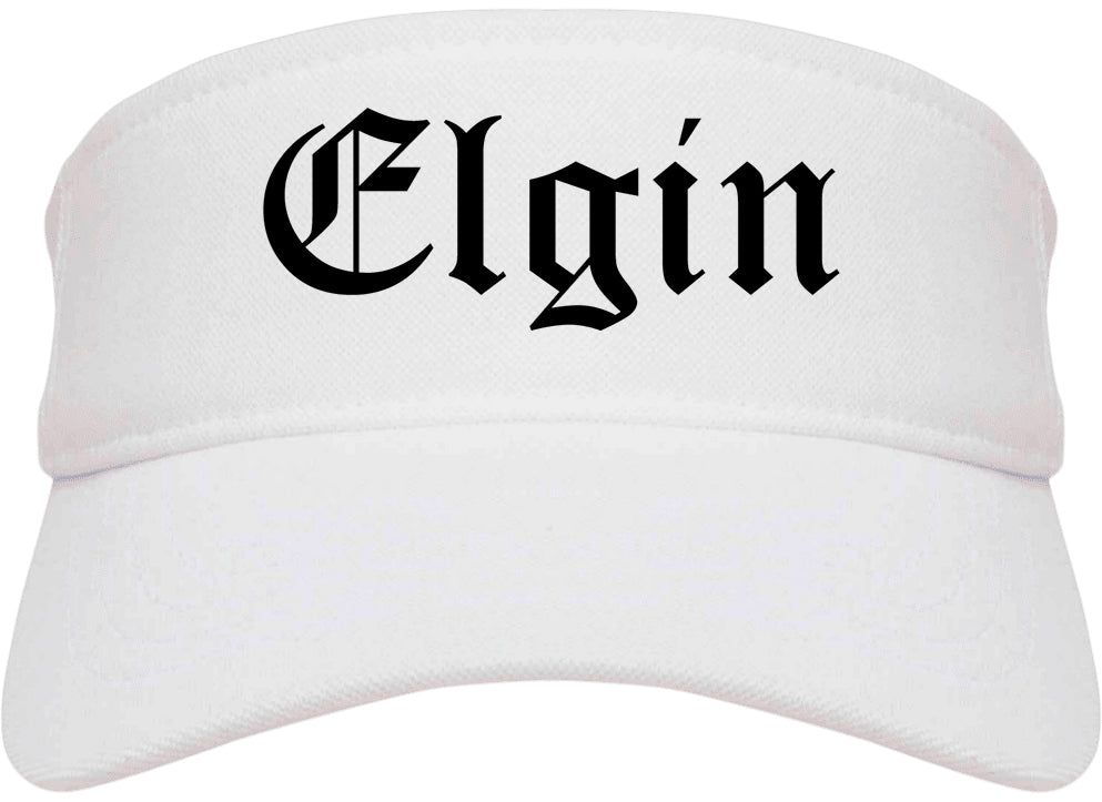 Elgin Texas TX Old English Mens Visor Cap Hat White