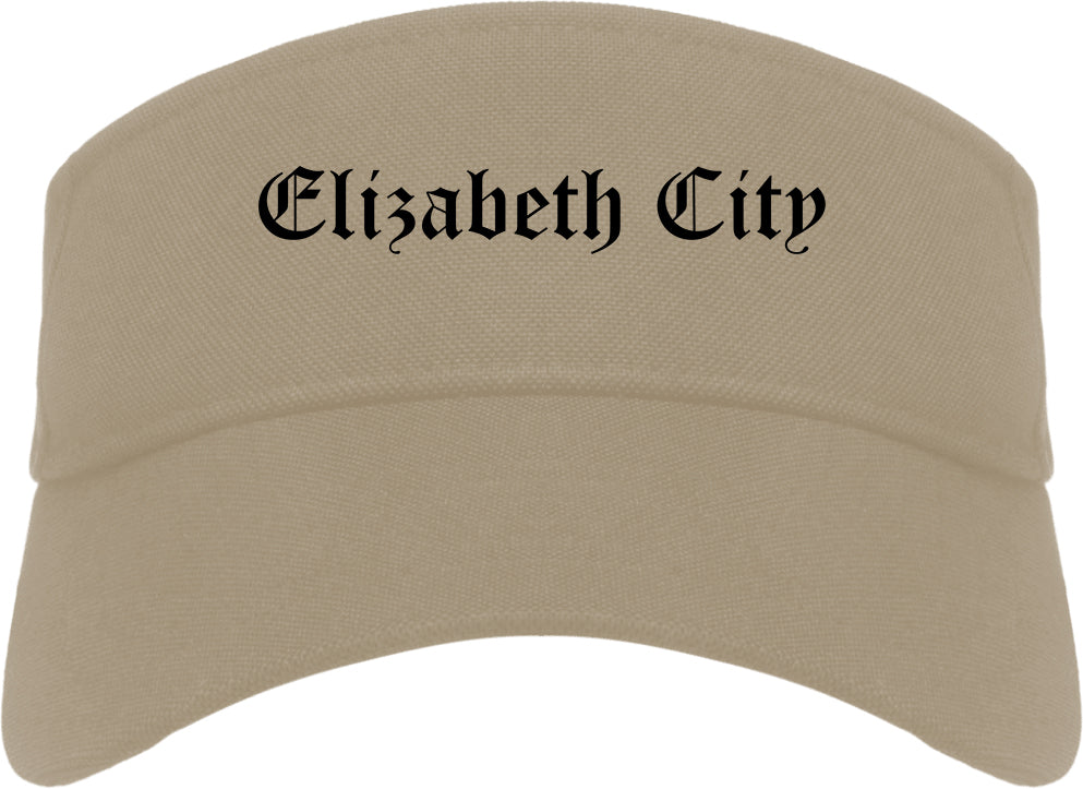 Elizabeth City North Carolina NC Old English Mens Visor Cap Hat Khaki