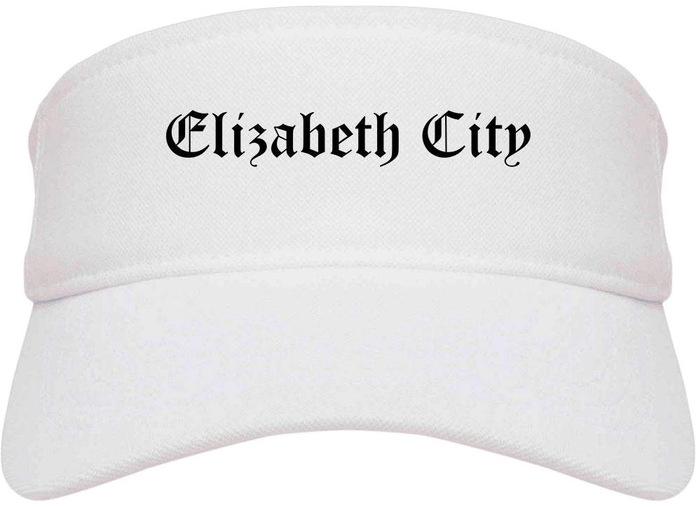 Elizabeth City North Carolina NC Old English Mens Visor Cap Hat White