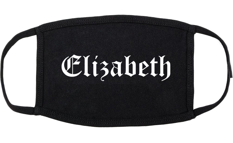 Elizabeth New Jersey NJ Old English Cotton Face Mask Black