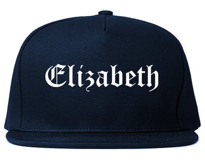 Elizabeth New Jersey NJ Old English Mens Snapback Hat Navy Blue