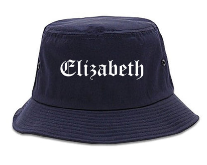 Elizabeth New Jersey NJ Old English Mens Bucket Hat Navy Blue