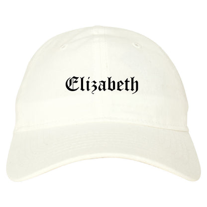 Elizabeth New Jersey NJ Old English Mens Dad Hat Baseball Cap White