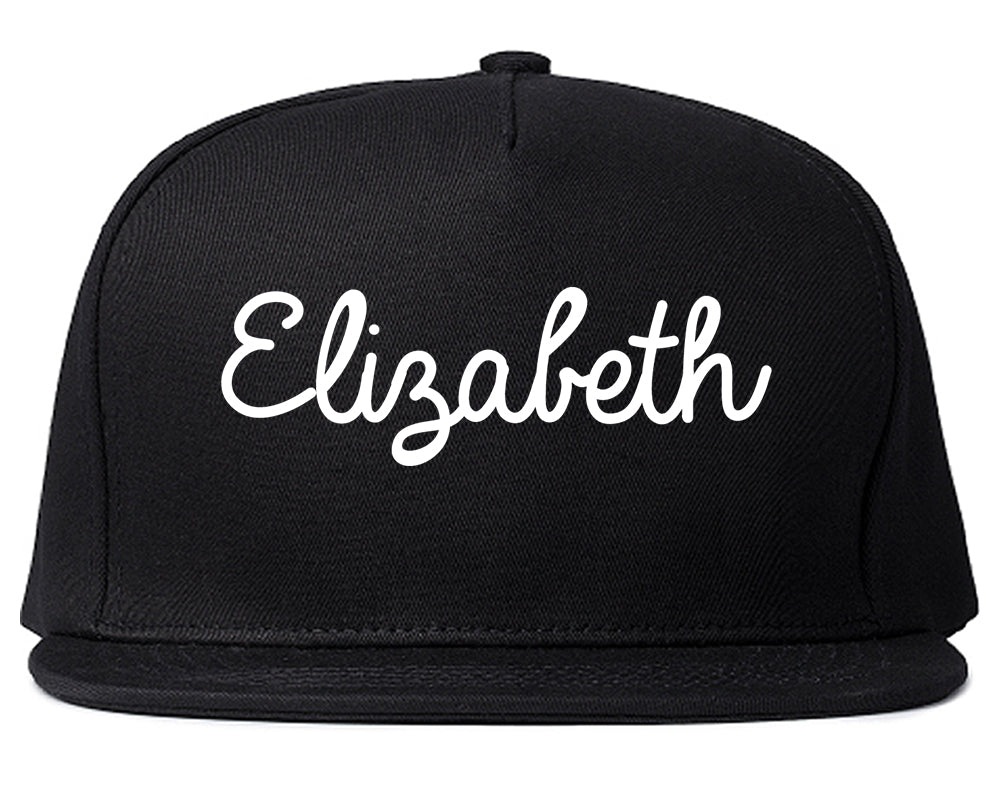 Elizabeth New Jersey NJ Script Mens Snapback Hat Black