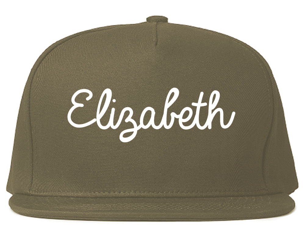 Elizabeth New Jersey NJ Script Mens Snapback Hat Grey