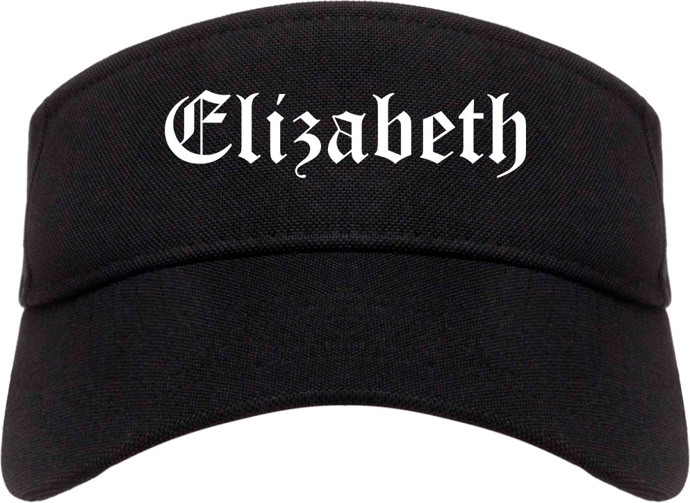 Elizabeth New Jersey NJ Old English Mens Visor Cap Hat Black