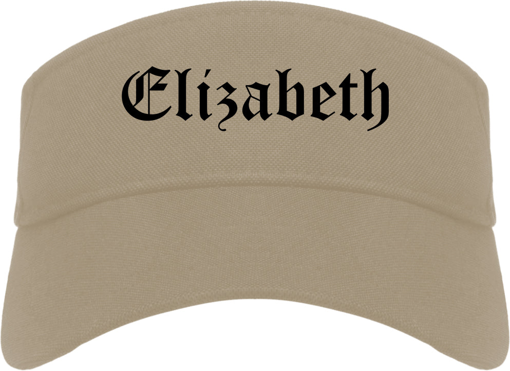 Elizabeth New Jersey NJ Old English Mens Visor Cap Hat Khaki