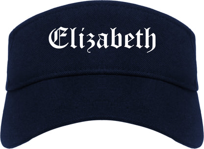 Elizabeth New Jersey NJ Old English Mens Visor Cap Hat Navy Blue