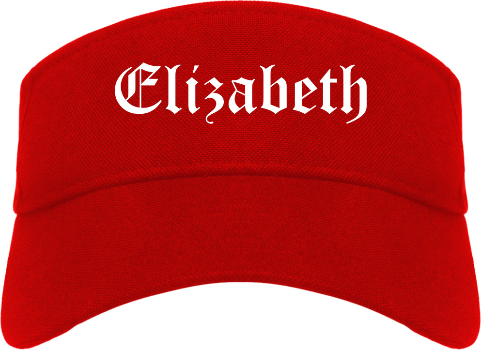 Elizabeth New Jersey NJ Old English Mens Visor Cap Hat Red