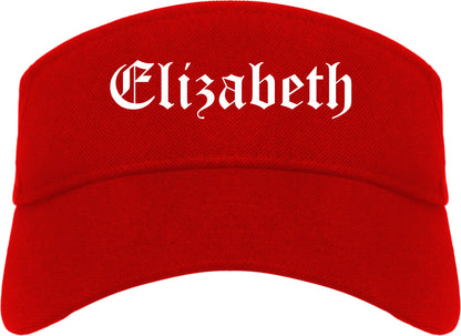Elizabeth New Jersey NJ Old English Mens Visor Cap Hat Red