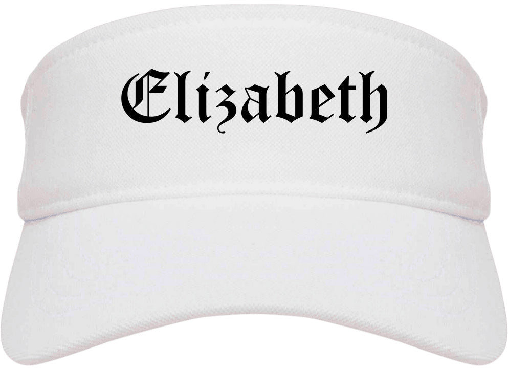 Elizabeth New Jersey NJ Old English Mens Visor Cap Hat White
