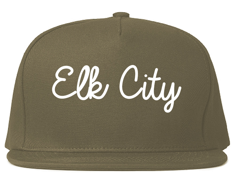 Elk City Oklahoma OK Script Mens Snapback Hat Grey