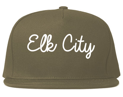 Elk City Oklahoma OK Script Mens Snapback Hat Grey