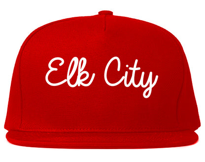 Elk City Oklahoma OK Script Mens Snapback Hat Red