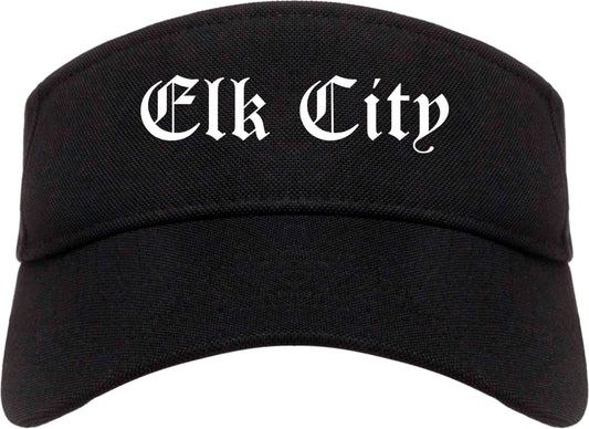 Elk City Oklahoma OK Old English Mens Visor Cap Hat Black