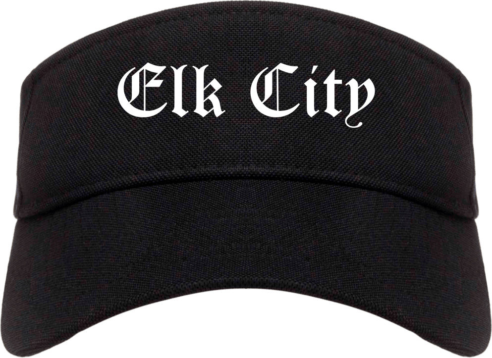 Elk City Oklahoma OK Old English Mens Visor Cap Hat Black