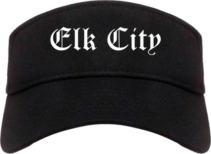 Elk City Oklahoma OK Old English Mens Visor Cap Hat Black