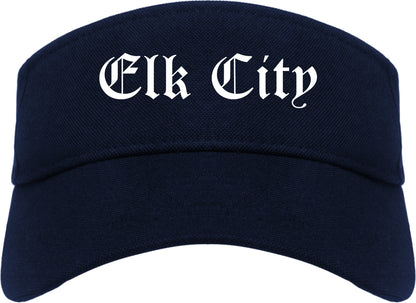 Elk City Oklahoma OK Old English Mens Visor Cap Hat Navy Blue