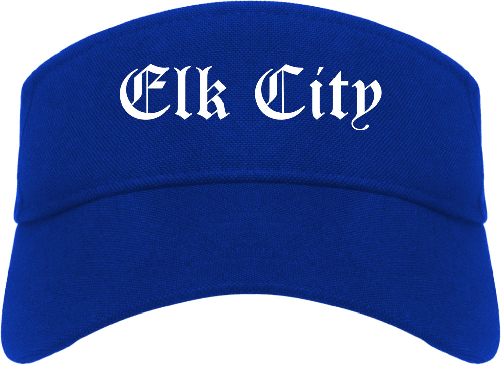 Elk City Oklahoma OK Old English Mens Visor Cap Hat Royal Blue