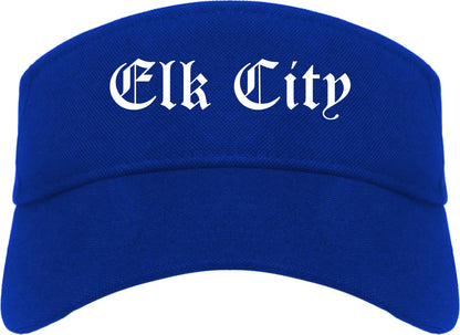 Elk City Oklahoma OK Old English Mens Visor Cap Hat Royal Blue